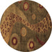 Round Oriental Brown Modern Rug, abs4262brn