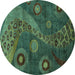 Round Oriental Turquoise Modern Rug, abs4262turq