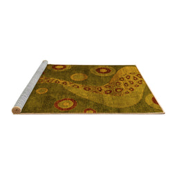 Sideview of Machine Washable Oriental Yellow Modern Rug, wshabs4262yw