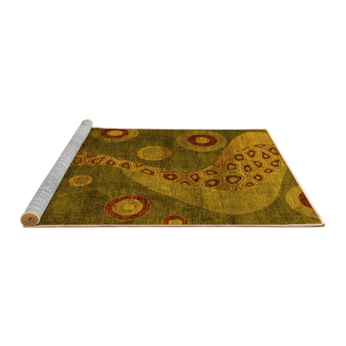 Sideview of Machine Washable Oriental Yellow Modern Rug, wshabs4262yw