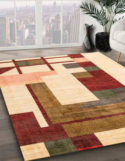 Abstract Yellow Oriental Rug in Family Room, abs4263