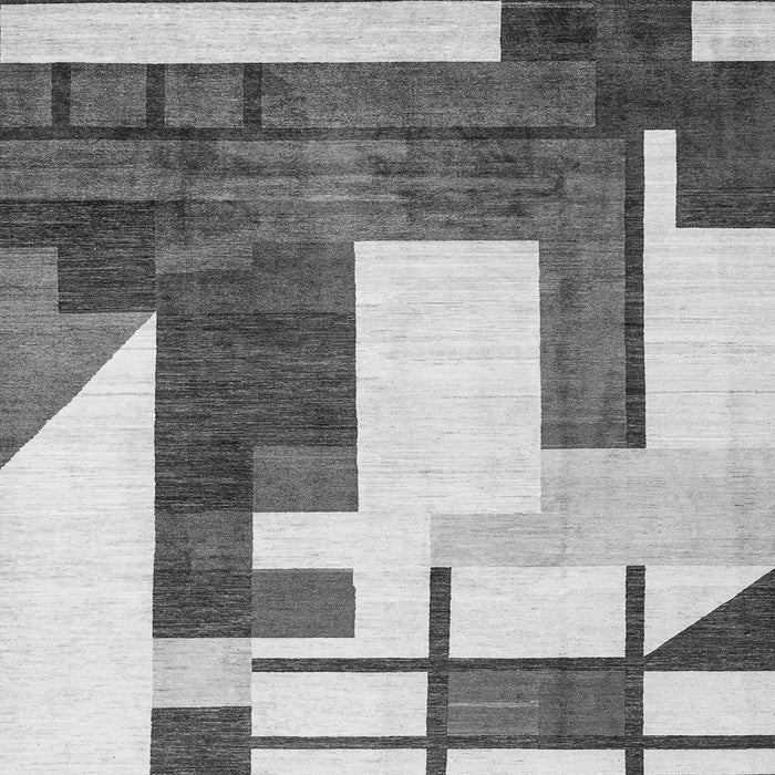 Square Machine Washable Oriental Gray Modern Rug, wshabs4263gry