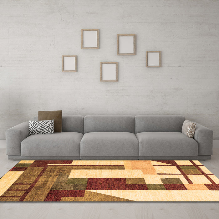 Machine Washable Oriental Brown Modern Rug in a Living Room,, wshabs4263brn