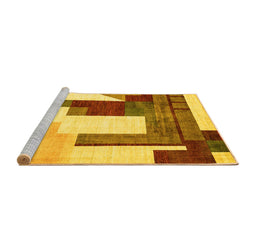 Sideview of Machine Washable Oriental Yellow Modern Rug, wshabs4263yw