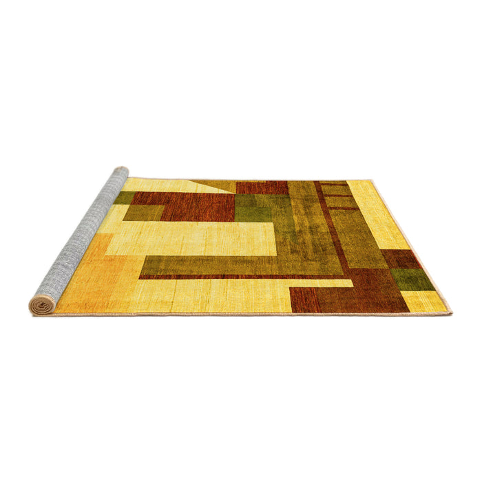 Sideview of Machine Washable Oriental Yellow Modern Rug, wshabs4263yw