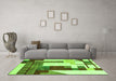 Machine Washable Oriental Green Modern Area Rugs in a Living Room,, wshabs4263grn