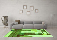 Machine Washable Oriental Green Modern Rug, wshabs4263grn