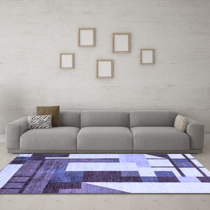 Machine Washable Oriental Blue Modern Rug in a Living Room, wshabs4263blu