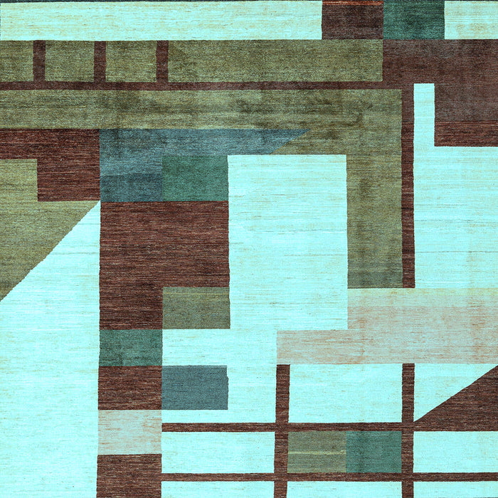 Square Oriental Light Blue Modern Rug, abs4263lblu