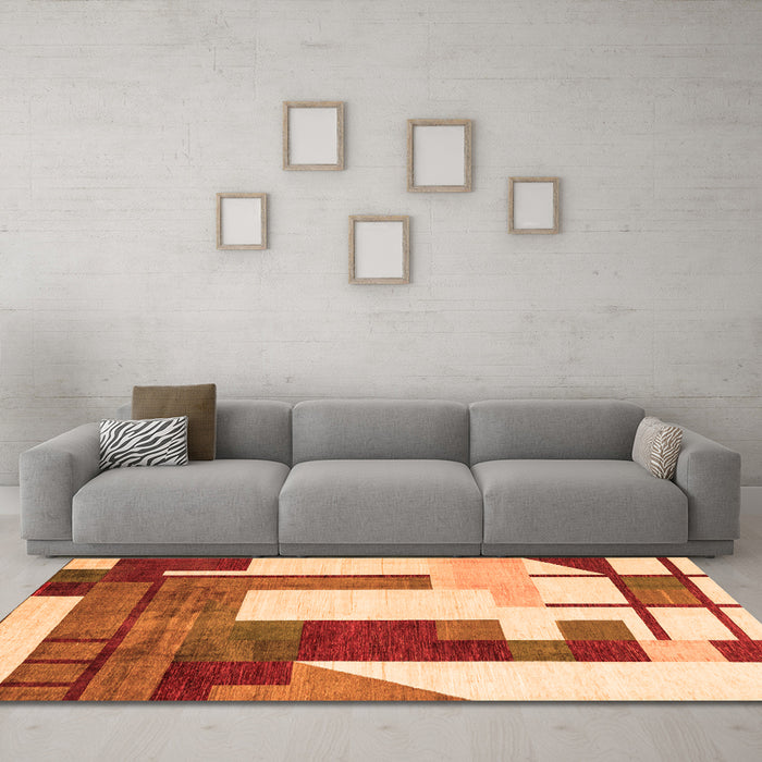 Machine Washable Oriental Orange Modern Area Rugs in a Living Room, wshabs4263org