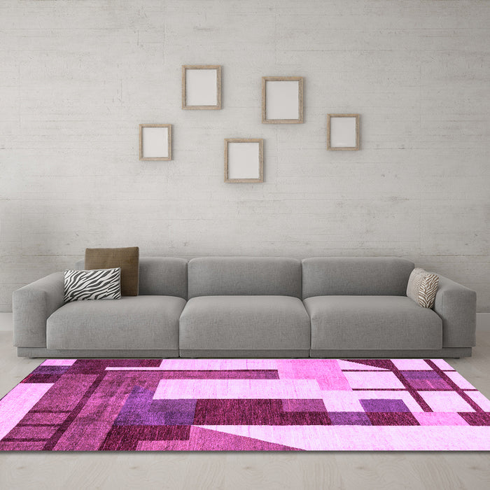 Machine Washable Oriental Purple Modern Area Rugs in a Living Room, wshabs4263pur