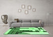 Machine Washable Oriental Emerald Green Modern Area Rugs in a Living Room,, wshabs4263emgrn