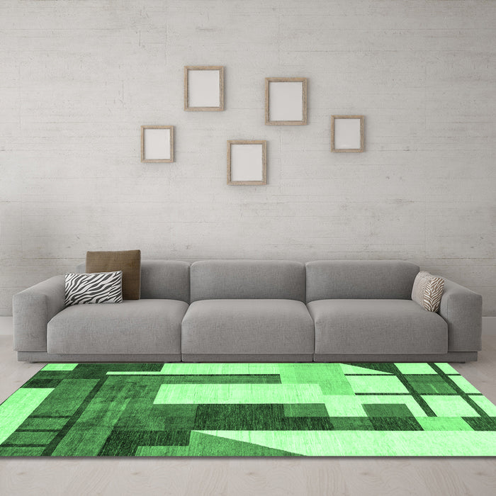 Machine Washable Oriental Emerald Green Modern Area Rugs in a Living Room,, wshabs4263emgrn