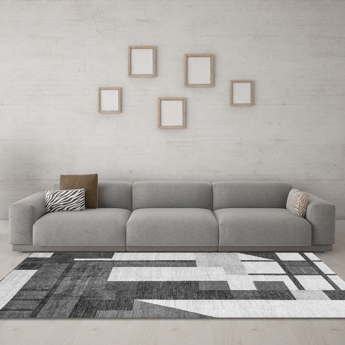 Machine Washable Oriental Gray Modern Rug in a Living Room,, wshabs4263gry