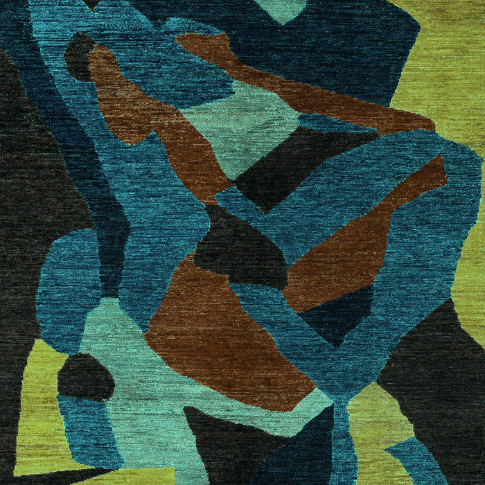 Machine Washable Oriental Turquoise Modern Area Rugs, wshabs4264turq