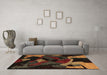 Machine Washable Oriental Brown Modern Rug in a Living Room,, wshabs4264brn