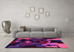 Machine Washable Oriental Pink Modern Rug in a Living Room, wshabs4264pnk