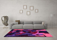 Machine Washable Oriental Pink Modern Rug, wshabs4264pnk