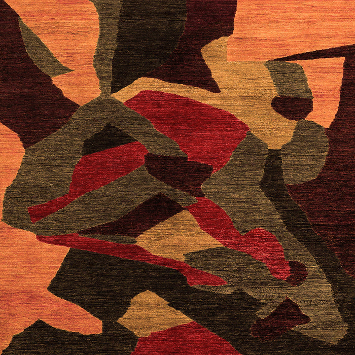 Square Oriental Orange Modern Rug, abs4264org