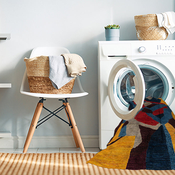 Machine Washable Abstract Sandstone Brown Rug in a Washing Machine, wshabs4264