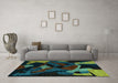 Machine Washable Oriental Turquoise Modern Area Rugs in a Living Room,, wshabs4264turq