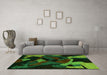 Machine Washable Oriental Green Modern Area Rugs in a Living Room,, wshabs4264grn