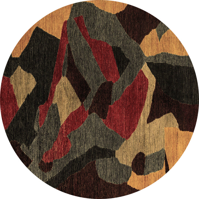Round Oriental Brown Modern Rug, abs4264brn