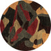 Round Machine Washable Oriental Brown Modern Rug, wshabs4264brn