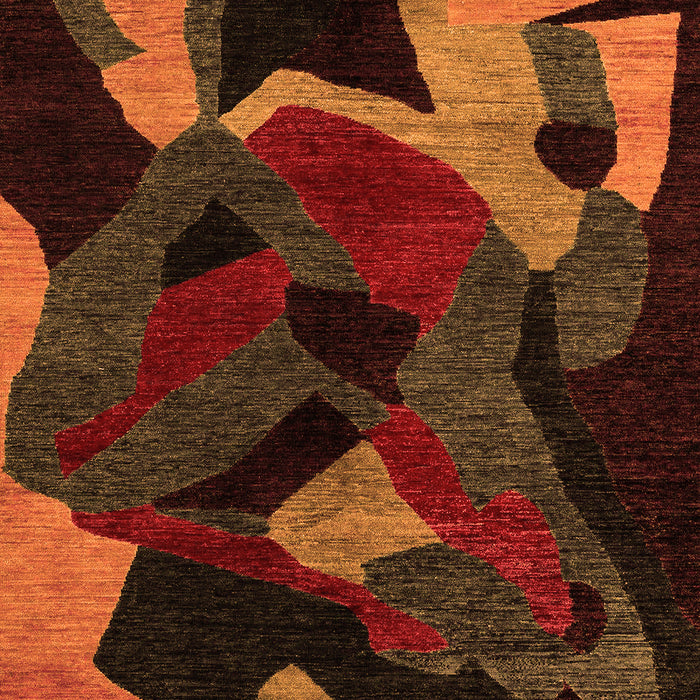 Machine Washable Oriental Orange Modern Area Rugs, wshabs4264org