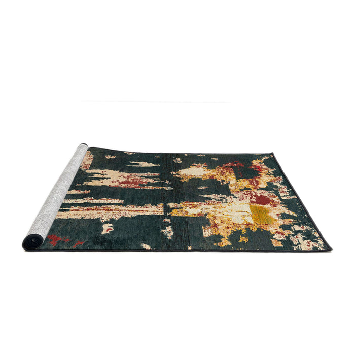 Sideview of Machine Washable Abstract Dark Almond Brown Rug, wshabs4265