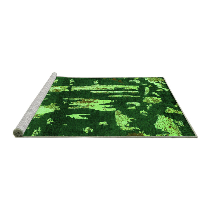 Sideview of Machine Washable Oriental Green Modern Area Rugs, wshabs4265grn