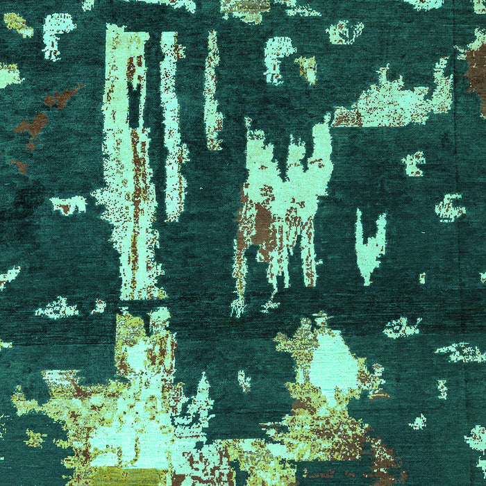 Machine Washable Oriental Turquoise Modern Area Rugs, wshabs4265turq