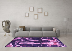 Machine Washable Oriental Purple Modern Area Rugs in a Living Room, wshabs4265pur