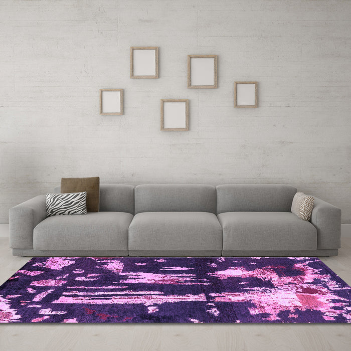 Machine Washable Oriental Purple Modern Area Rugs in a Living Room, wshabs4265pur