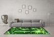 Machine Washable Oriental Green Modern Area Rugs in a Living Room,, wshabs4265grn