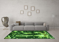 Machine Washable Oriental Green Modern Rug, wshabs4265grn