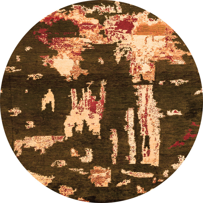 Round Oriental Orange Modern Rug, abs4265org