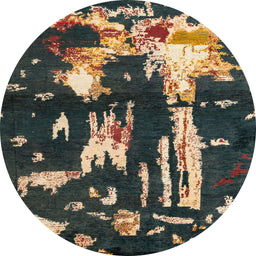 Round Machine Washable Abstract Dark Almond Brown Rug, wshabs4265