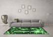 Machine Washable Oriental Emerald Green Modern Area Rugs in a Living Room,, wshabs4265emgrn