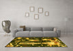 Machine Washable Oriental Yellow Modern Rug in a Living Room, wshabs4265yw