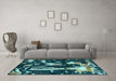 Machine Washable Oriental Light Blue Modern Rug in a Living Room, wshabs4265lblu