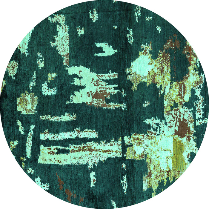 Round Oriental Turquoise Modern Rug, abs4265turq