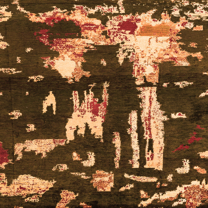 Square Machine Washable Oriental Orange Modern Area Rugs, wshabs4265org