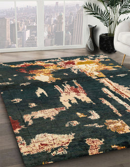 Machine Washable Abstract Dark Almond Brown Rug in a Family Room, wshabs4265