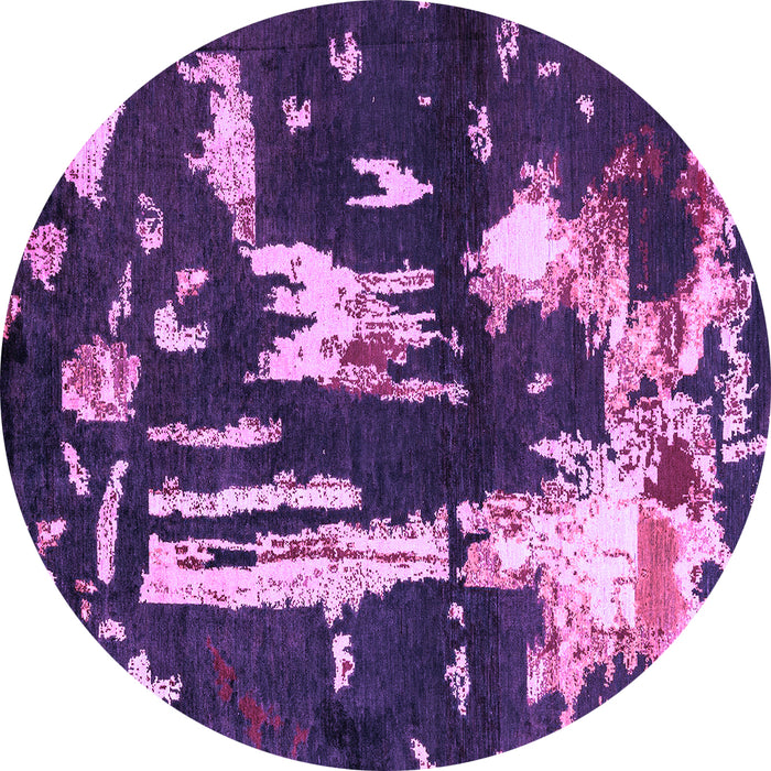 Round Machine Washable Oriental Purple Modern Area Rugs, wshabs4265pur