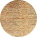 Round Abstract Chocolate Brown Oriental Rug, abs4266