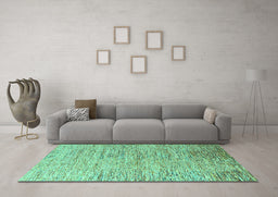Machine Washable Oriental Turquoise Modern Area Rugs in a Living Room,, wshabs4266turq
