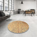 Round Machine Washable Abstract Chocolate Brown Rug in a Office, wshabs4266