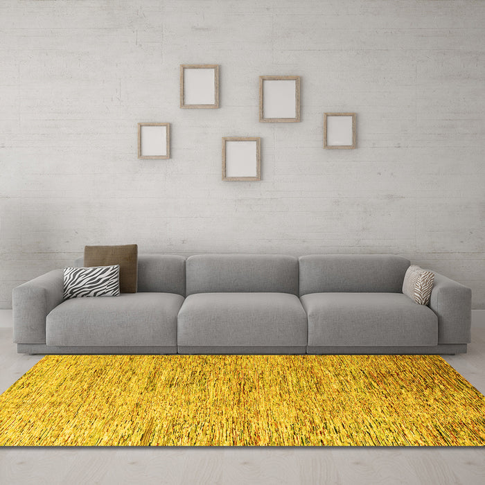 Machine Washable Oriental Yellow Modern Rug in a Living Room, wshabs4266yw