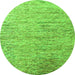 Round Machine Washable Oriental Green Modern Area Rugs, wshabs4266grn